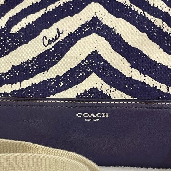 Coach Legacy Zebra Stripe Crossbody Bag - Navy and Cream - Picture 3 of 6